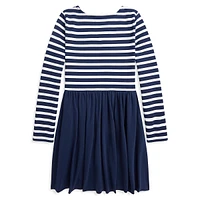 Robe en point de Rome extensible à rayures pour fille