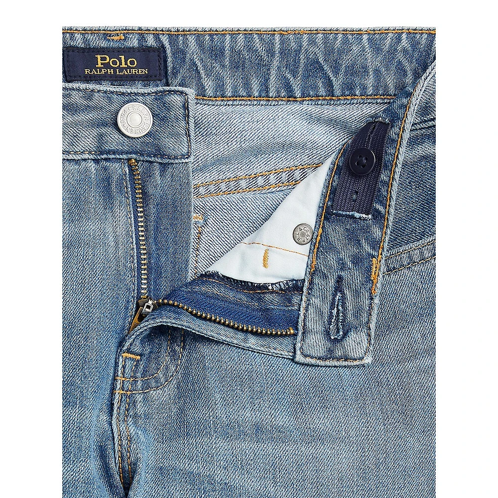 Jean étroit en coton avec logo pour fille