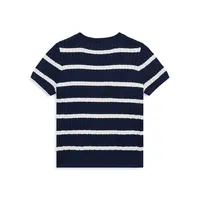 Girl's Striped Cotton Short-Sleeve Sweater