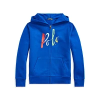 Chandail à capuchon, logo Polo peint et glissière pleine longueur pour garçon