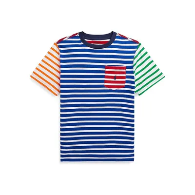 Boy's Striped & Colourblocked T-Shirt