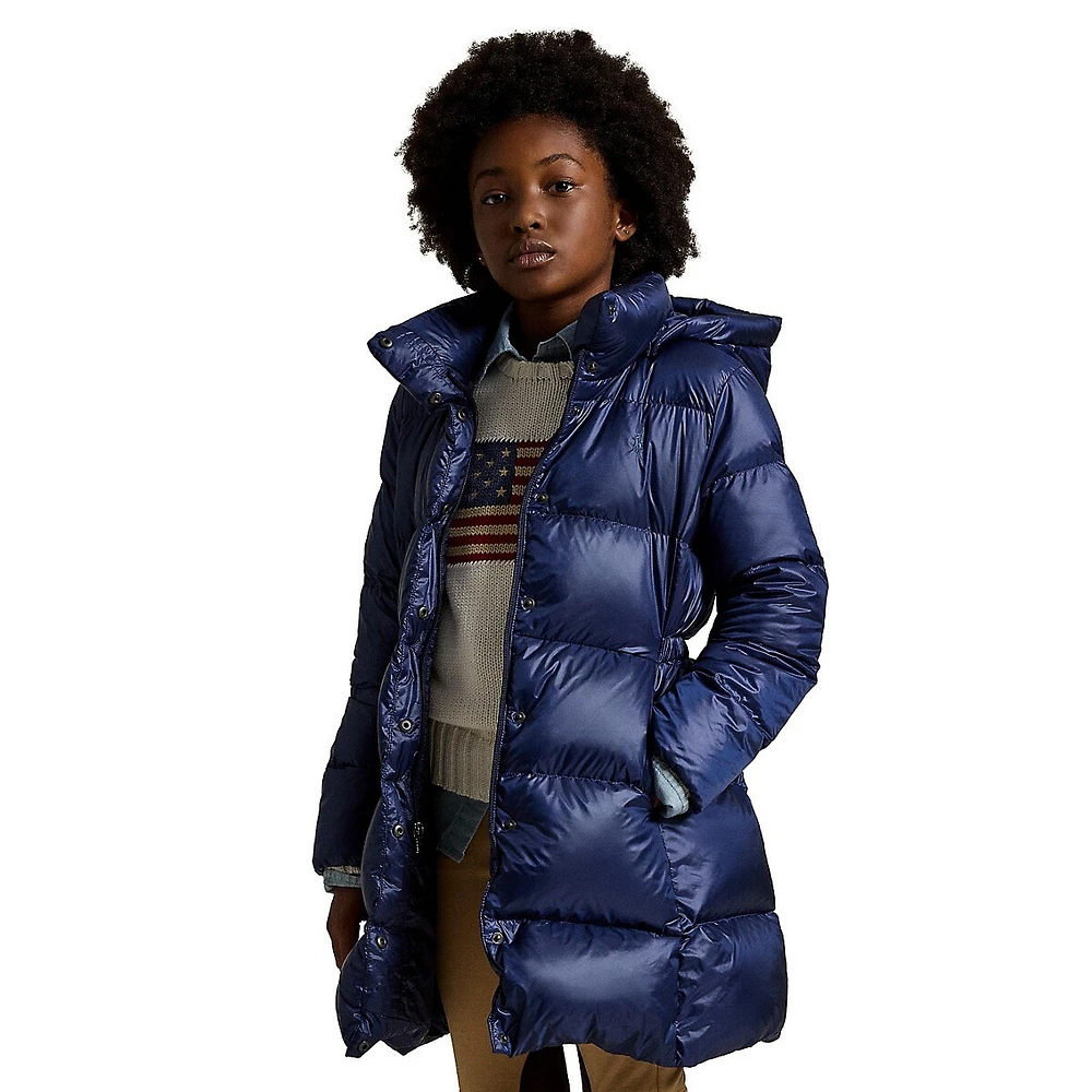 Girl's Down-Blend Quilted Winter Jacket