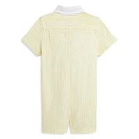 Baby Boy's Striped Knit Oxford Shortalls