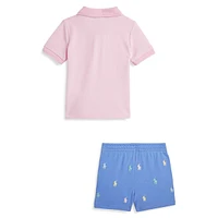 Baby Boy's 2-Piece Mesh Polo Shirt & Shorts Set