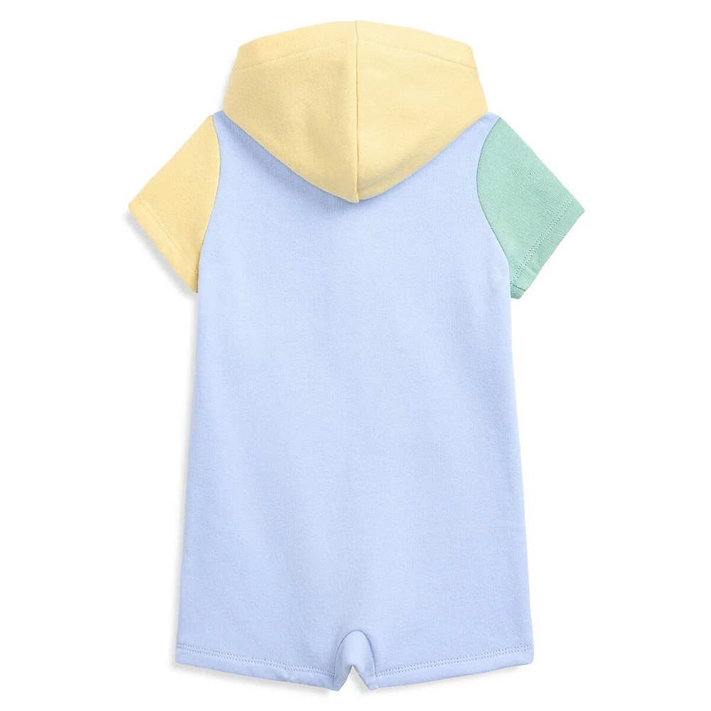 Baby Boy's Colourblocked Fleece Hooded Shortall