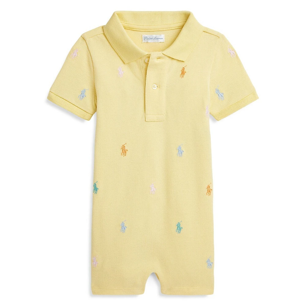 Baby Boy's Polo Pony Cotton Mesh Shortall