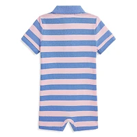 Baby Boy's Striped Mesh Polo Shortalls