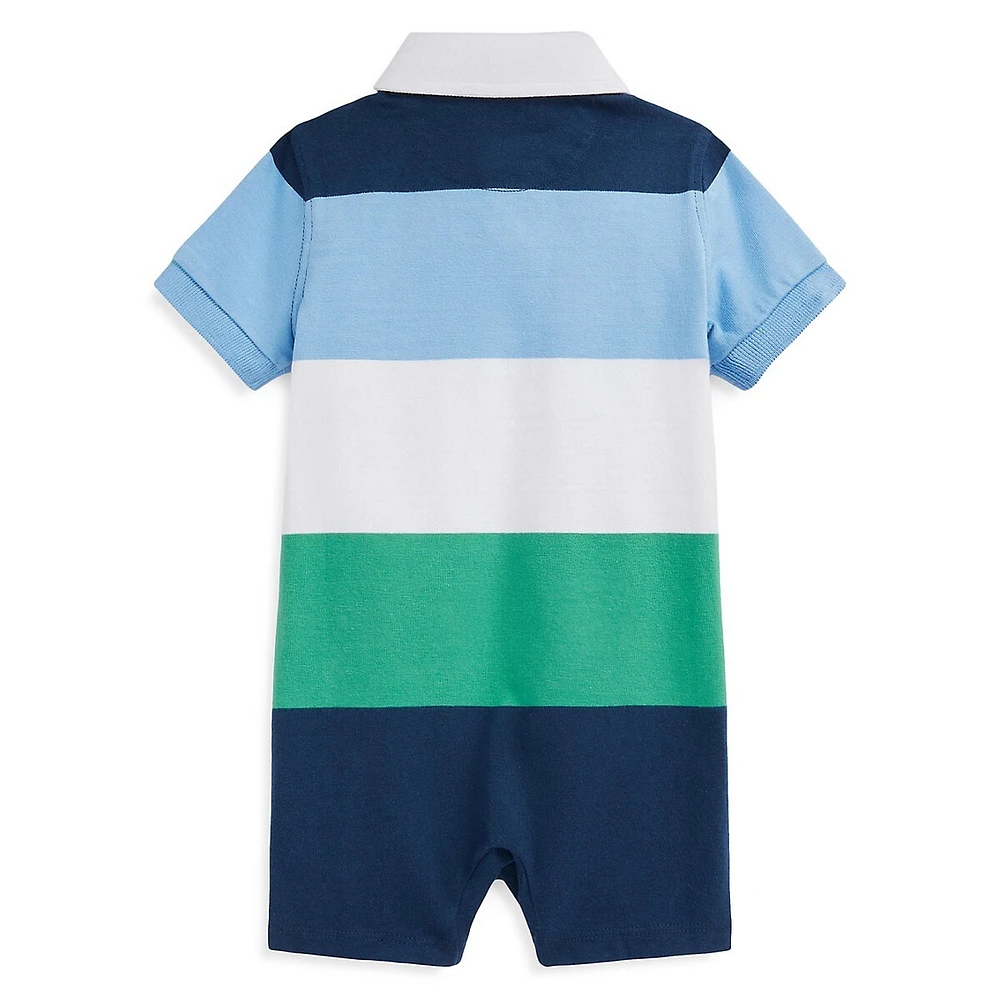 Combinaison-short rayé de style rugby en coton jersey pour bébé garçon