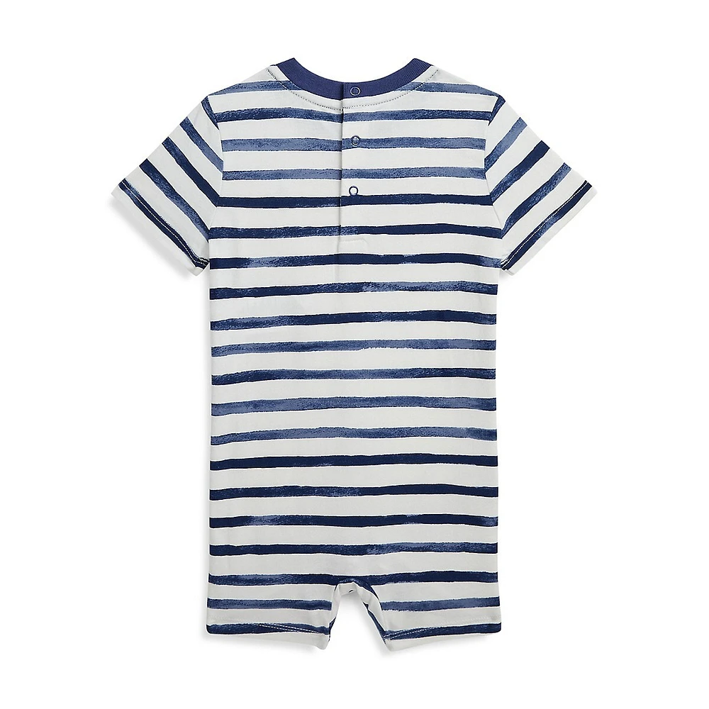 Baby Boy's Striped Crab-Print Shortalls