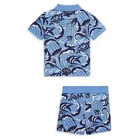 Baby Boy's 2-Piece Reef-Print Polo & Shorts Set