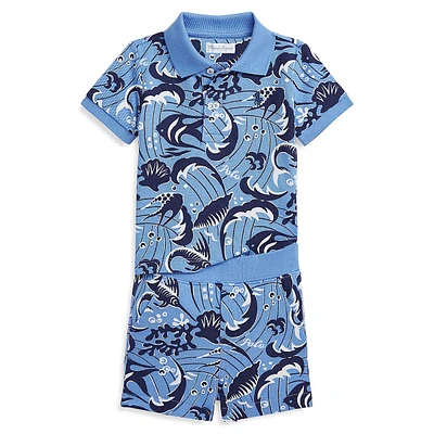 Baby Boy's 2-Piece Reef-Print Polo & Shorts Set