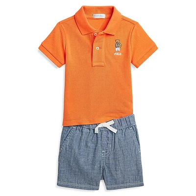 Ensemble Polo et short 2 pièces pour bébé garçon avec motif Bear