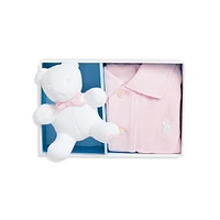 Baby Boy's 2-Piece Mesh Polo Shirt & Bear Stuffie Gift Set