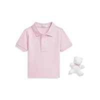 Baby Boy's 2-Piece Mesh Polo Shirt & Bear Stuffie Gift Set