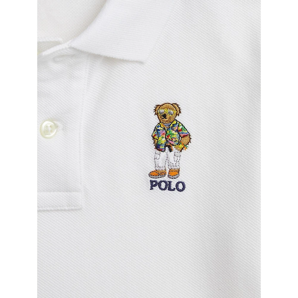 Little Boy's Polo Bear Cotton Mesh Shirt