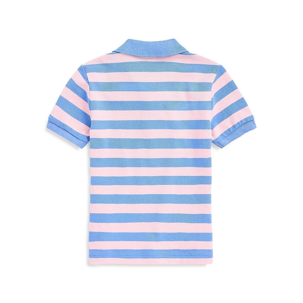 Little Boy's Striped Mesh Polo Shirt