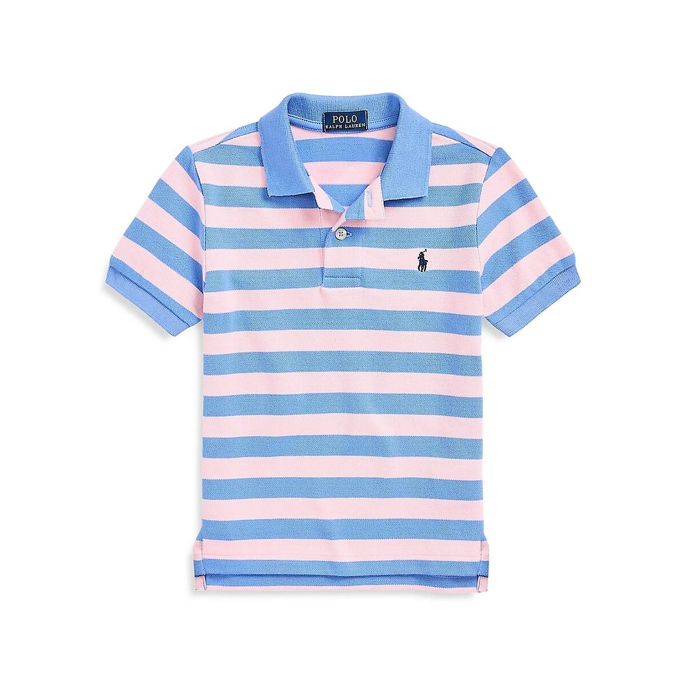 Little Boy's Striped Mesh Polo Shirt