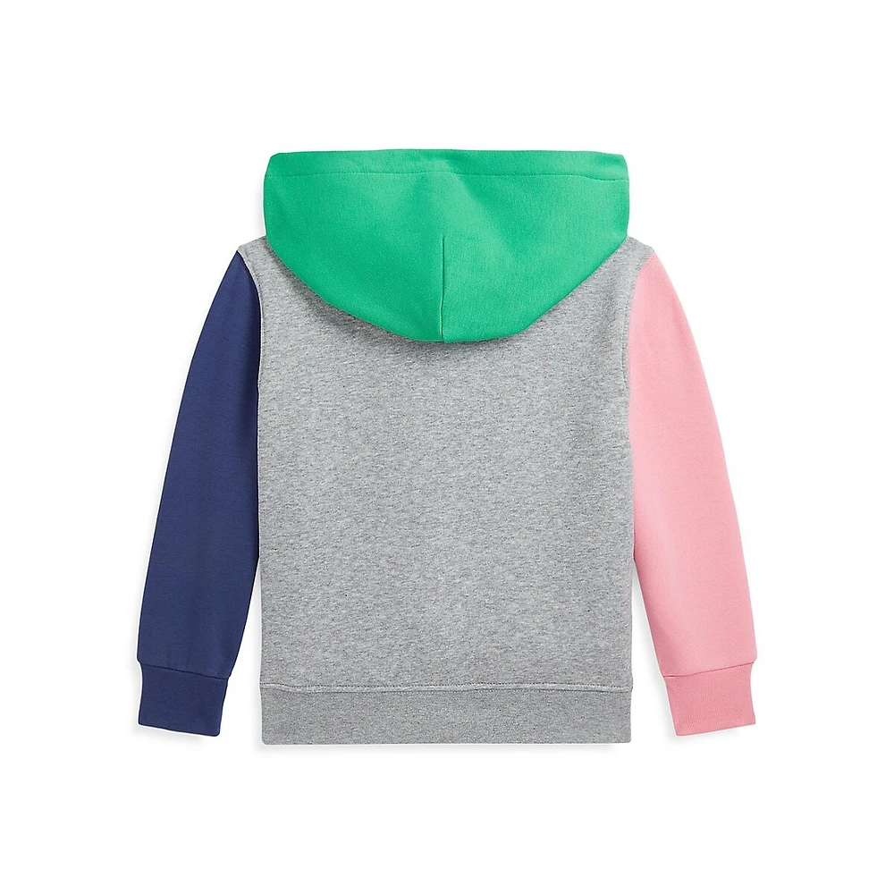 Little Boy's Polo Bear Colourblock Fleece Hoodie