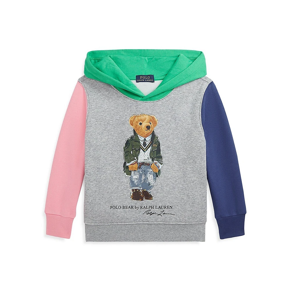 Little Boy's Polo Bear Colourblock Fleece Hoodie