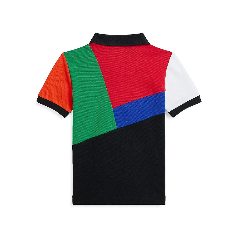 Little Boy's Colourblocked Mesh Polo Shirt