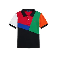 Little Boy's Colourblocked Mesh Polo Shirt