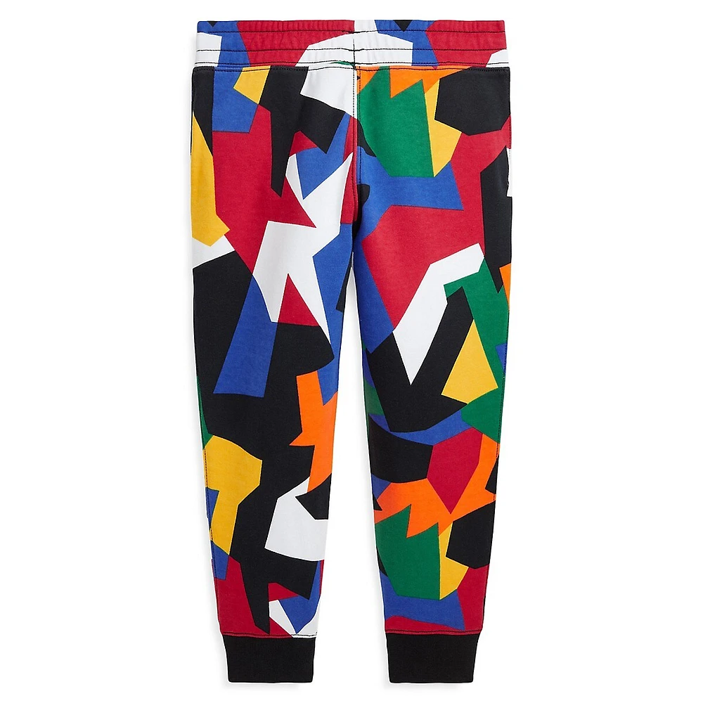 Little Boy's Abstract-Print Double-Knit Joggers