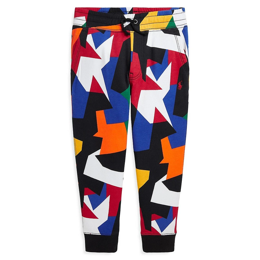 Little Boy's Abstract-Print Double-Knit Joggers