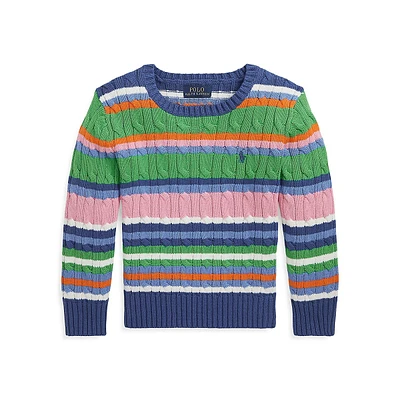 Little Boy's Striped Cable-Knit Sweater