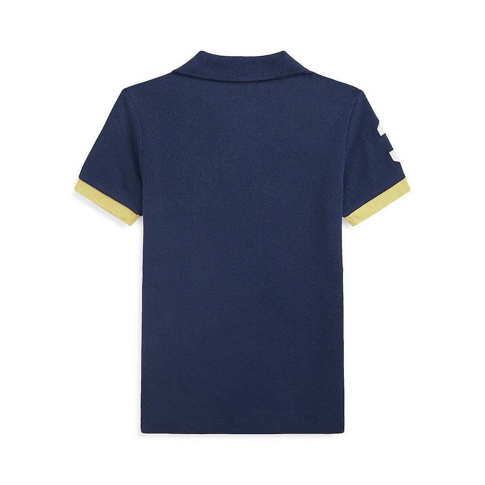 Little Boy's Big Pony Colourblock Mesh Polo Shirt