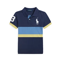 Little Boy's Big Pony Colourblock Mesh Polo Shirt