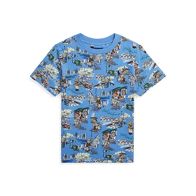 Little Boy's Parisian Polo Bear-Print T-Shirt