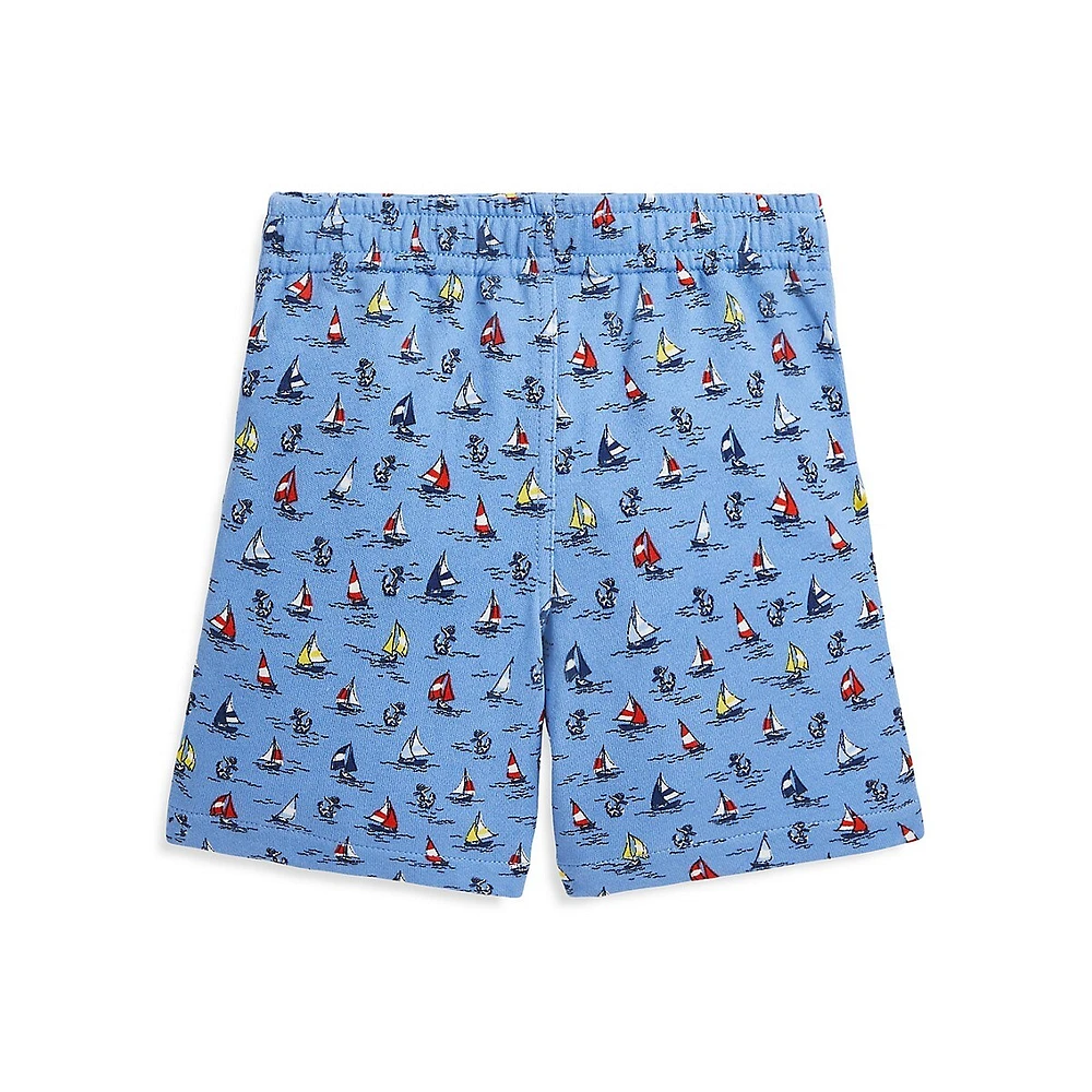 Little Boy's Sailboat-Print Spa Terry Shorts