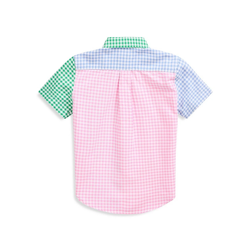 Little Boy's Short-Sleeve Gingham Oxford Shirt