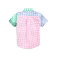 Little Boy's Short-Sleeve Gingham Oxford Shirt