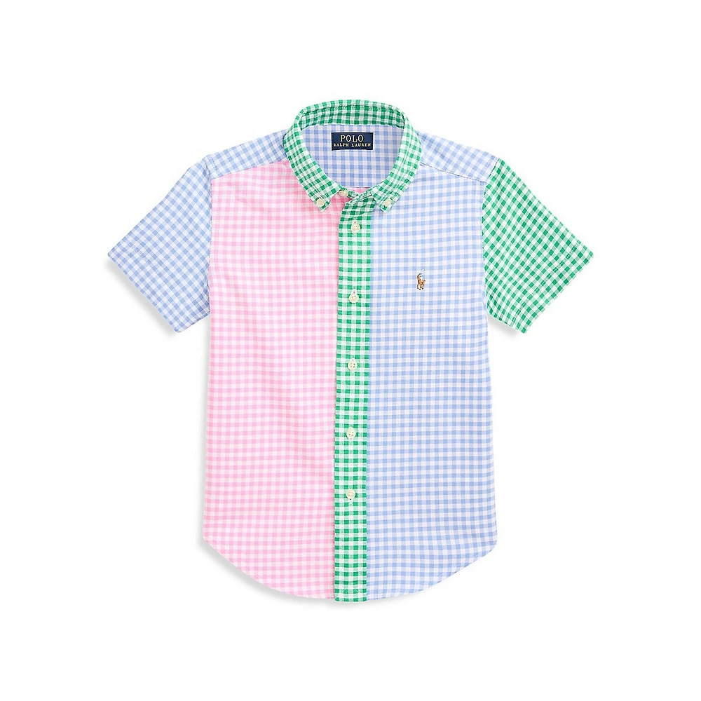 Little Boy's Short-Sleeve Gingham Oxford Shirt