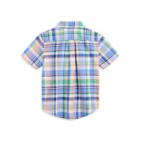 Little Boy's Plaid Cotton Oxford Short-Sleeve Shirt
