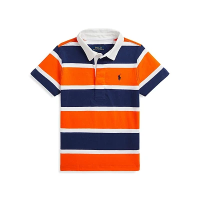 Little Boy's Short-Sleeve Striped Rugby Shirt