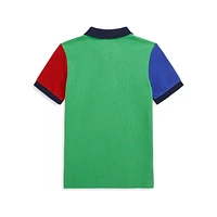 Little Boy's Colourblock Ombré-Logo Mesh Polo Shirt