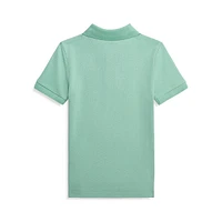 Little Boy's Fish-Embroidered Cotton Mesh Polo Shirt