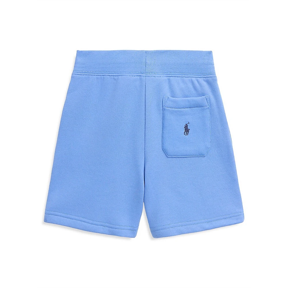 Little Boy's Madras-Logo Fleece Shorts