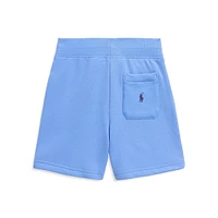 Little Boy's Madras-Logo Fleece Shorts