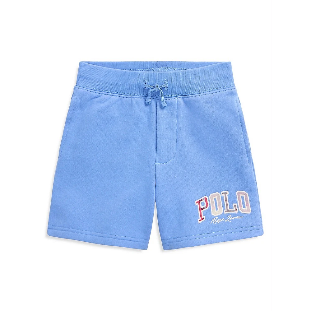 Little Boy's Madras-Logo Fleece Shorts