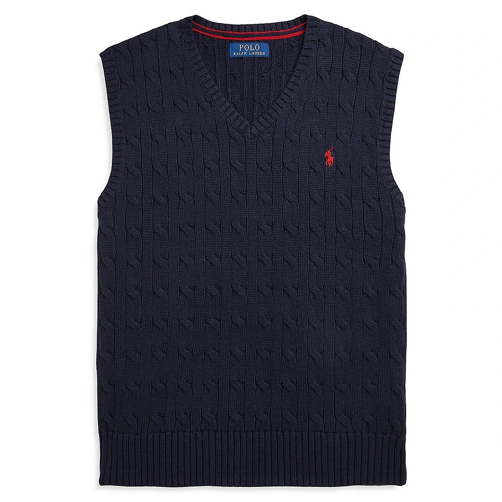 Boy's Cotton Cable-Knit Vest