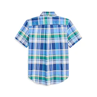 Boy's Plaid Cotton Poplin Short-Sleeve Shirt
