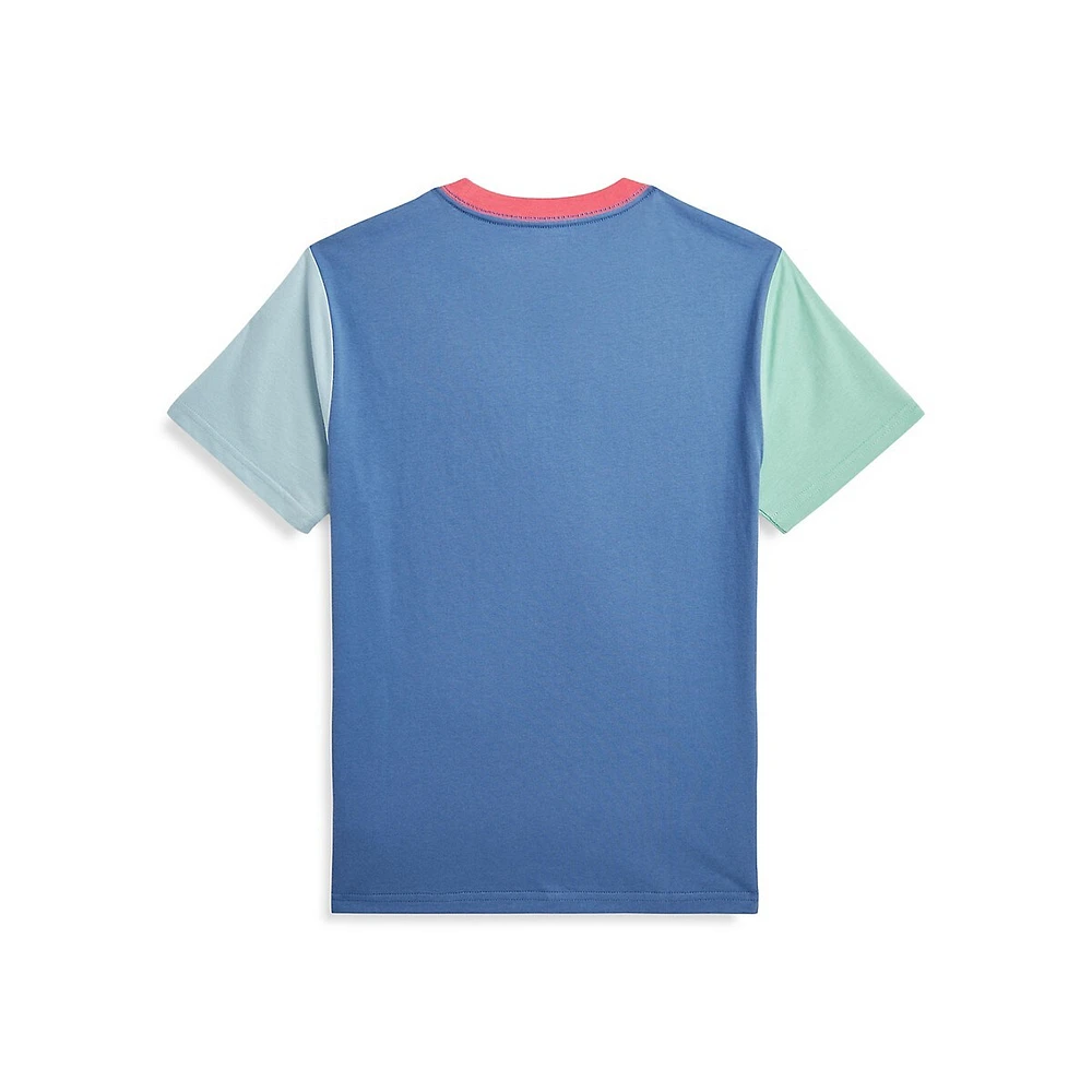 Boy's Polo Bear Colourblocked Cotton T-Shirt