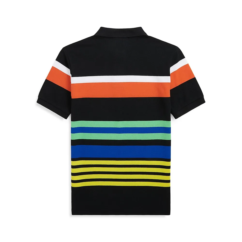 Boy's Striped Mesh Polo Shirt