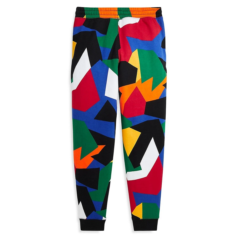 Boy's Abstract-Print Double-Knit Joggers