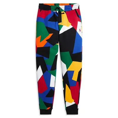 Boy's Abstract-Print Double-Knit Joggers