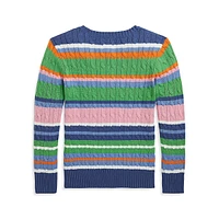 Boy's Striped Cable-Knit Sweater