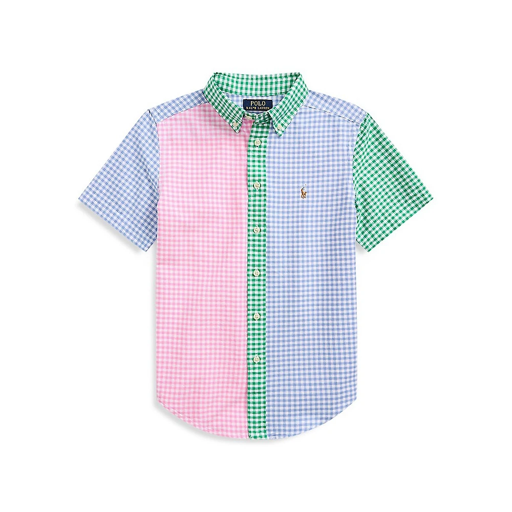 Boy's Colourblock Gingham Fun Shirt